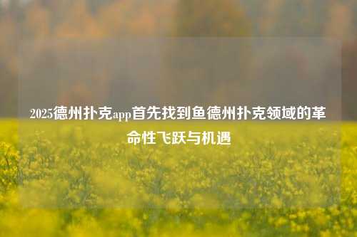 2025德州扑克app首先找到鱼德州扑克领域的革命性飞跃与机遇