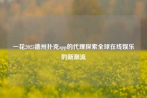 一花2025德州扑克app的代理探索全球在线娱乐的新潮流
