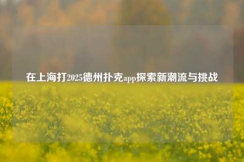 在上海打2025德州扑克app探索新潮流与挑战
