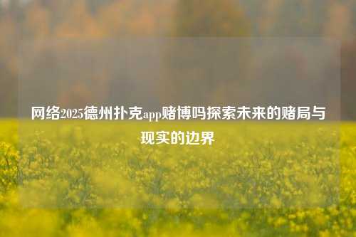 网络2025德州扑克app赌博吗探索未来的赌局与现实的边界