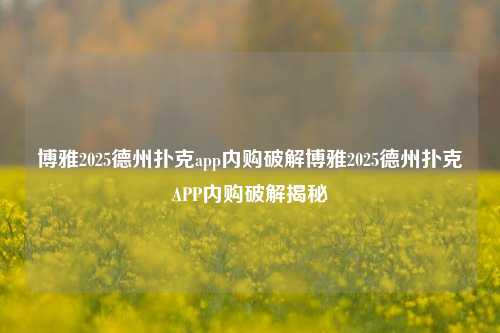 博雅2025德州扑克app内购破解博雅2025德州扑克APP内购破解揭秘
