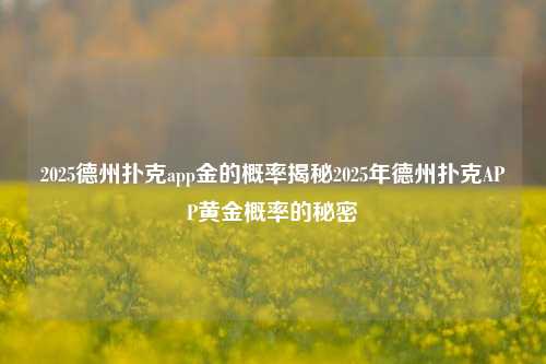2025德州扑克app金的概率揭秘2025年德州扑克APP黄金概率的秘密