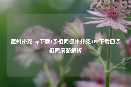 德州扑克app下载4条相同德州扑克APP下载四条相同策略解析