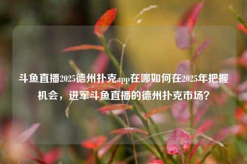 斗鱼直播2025德州扑克app在哪如何在2025年把握机会，进军斗鱼直播的德州扑克市场？