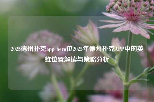 2025德州扑克app hero位2025年德州扑克APP中的英雄位置解读与策略分析