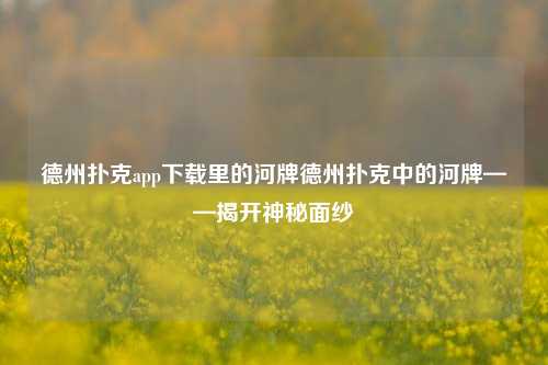 德州扑克app下载里的河牌德州扑克中的河牌——揭开神秘面纱
