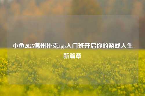 小鱼2025德州扑克app入门班开启你的游戏人生新篇章