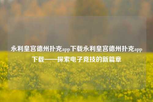 永利皇宫德州扑克app下载永利皇宫德州扑克app下载——探索电子竞技的新篇章