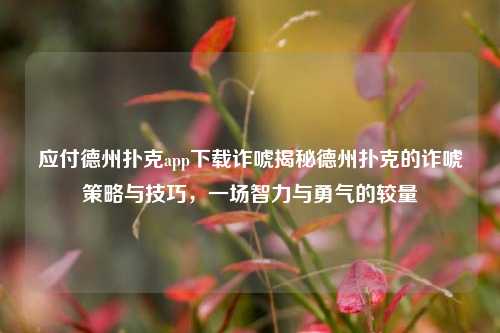 应付德州扑克app下载诈唬揭秘德州扑克的诈唬策略与技巧，一场智力与勇气的较量