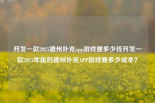 开发一款2025德州扑克app游戏要多少钱开发一款2025年版的德州扑克APP游戏要多少成本？