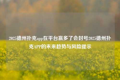 2025德州扑克app在平台赢多了会封号2025德州扑克APP的未来趋势与风险提示