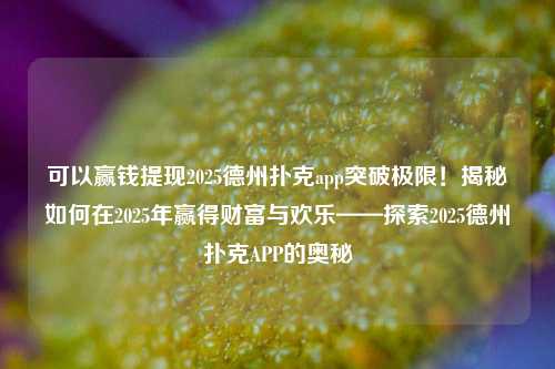 可以赢钱提现2025德州扑克app突破极限！揭秘如何在2025年赢得财富与欢乐——探索2025德州扑克APP的奥秘