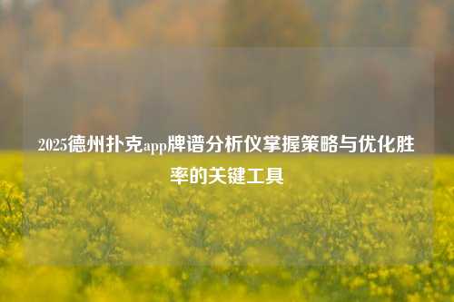 2025德州扑克app牌谱分析仪掌握策略与优化胜率的关键工具