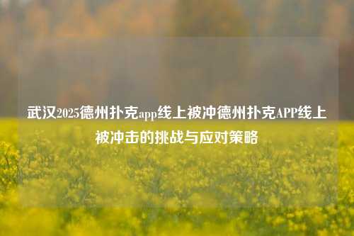 武汉2025德州扑克app线上被冲德州扑克APP线上被冲击的挑战与应对策略