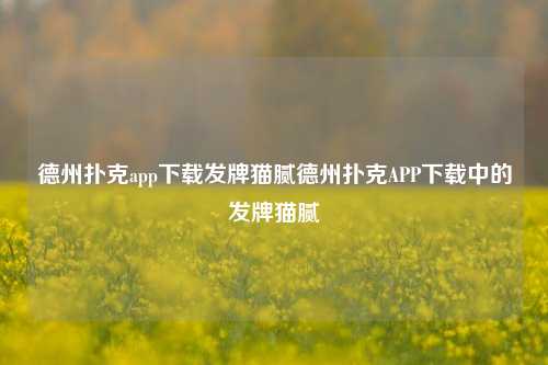 德州扑克app下载发牌猫腻德州扑克APP下载中的发牌猫腻