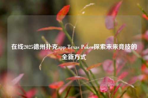 在线2025德州扑克app Texas Poker探索未来竞技的全新方式